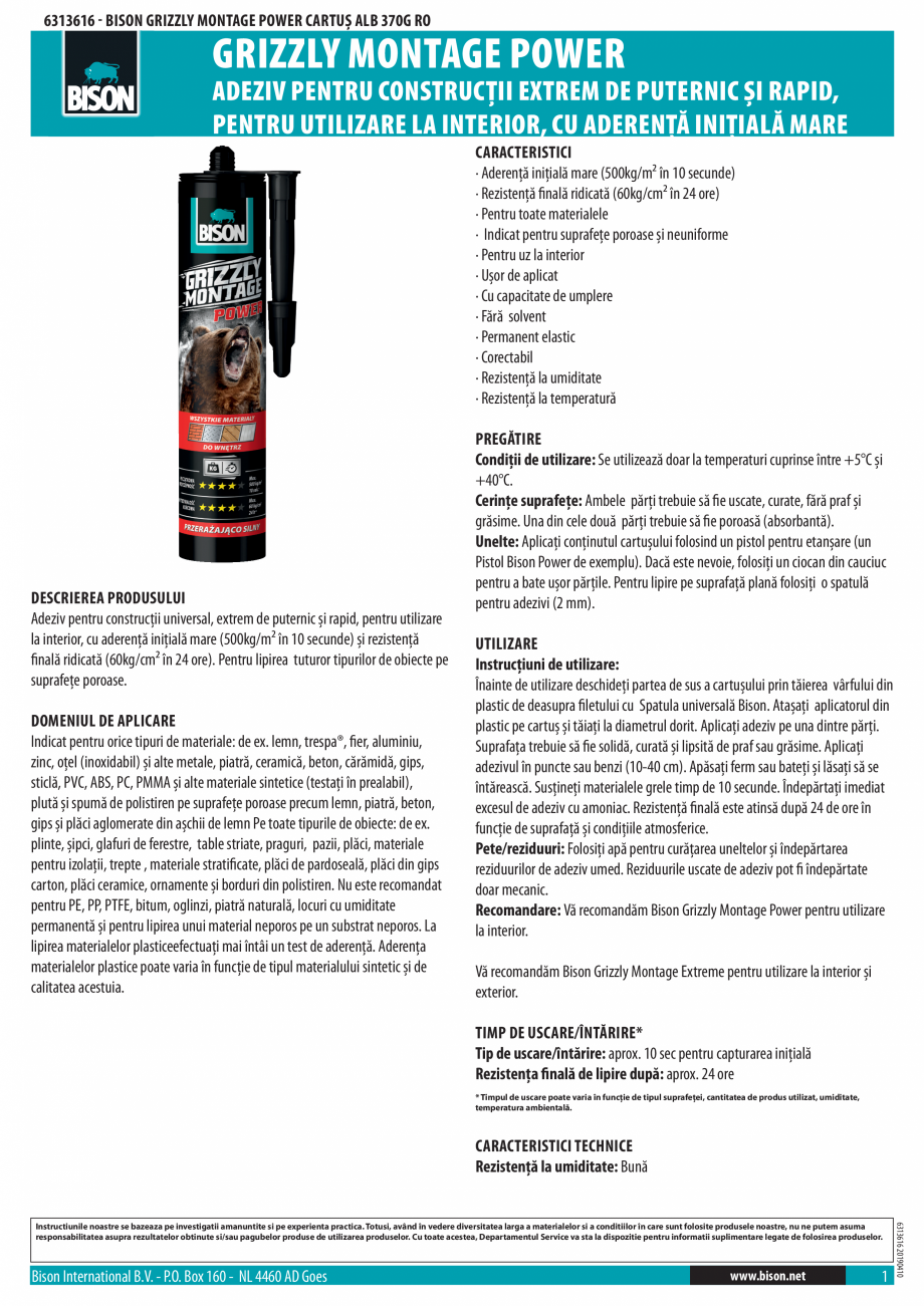 Pagina 1-Adeziv pentru construcții extrem de puternic și rapid, pentru utilizare la interior, cu aderență...