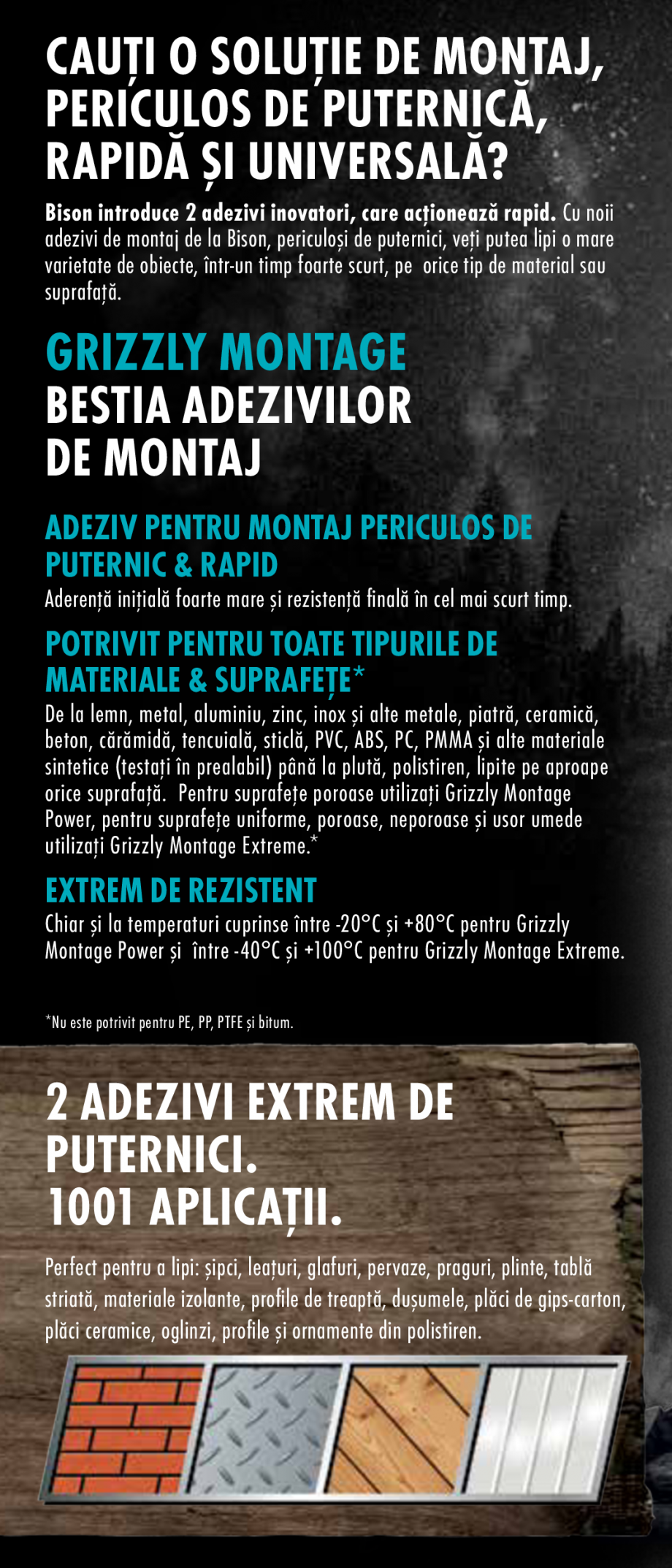 Pagina 2 - Adezivi pentru montaj periculosi de puternici & rapizi  BISON Grizzly Montage Power, ...