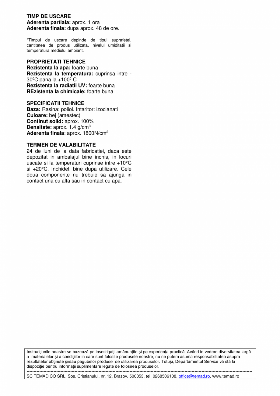 Pagina 2-Adeziv poliuretanic universal pentru conexiuni dificile BISON POWER ADHESIVE Fisa tehnica Romana ra,...