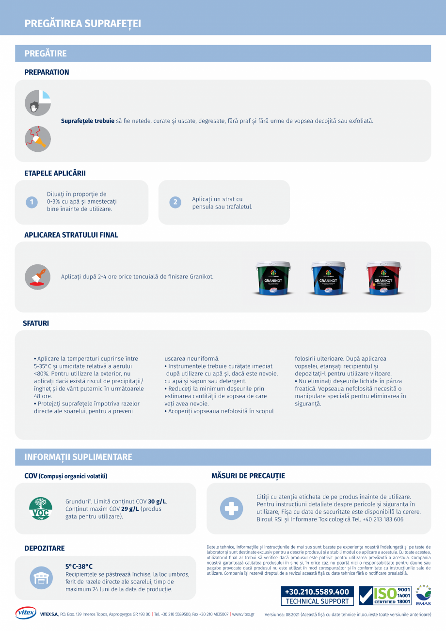 Pagina 2-Grund acrilic texturat VITEX GRANIKOT PRIMER Fisa tehnica Romana  fațade - ETICS)

1,27 ± 0,02 Kg ...