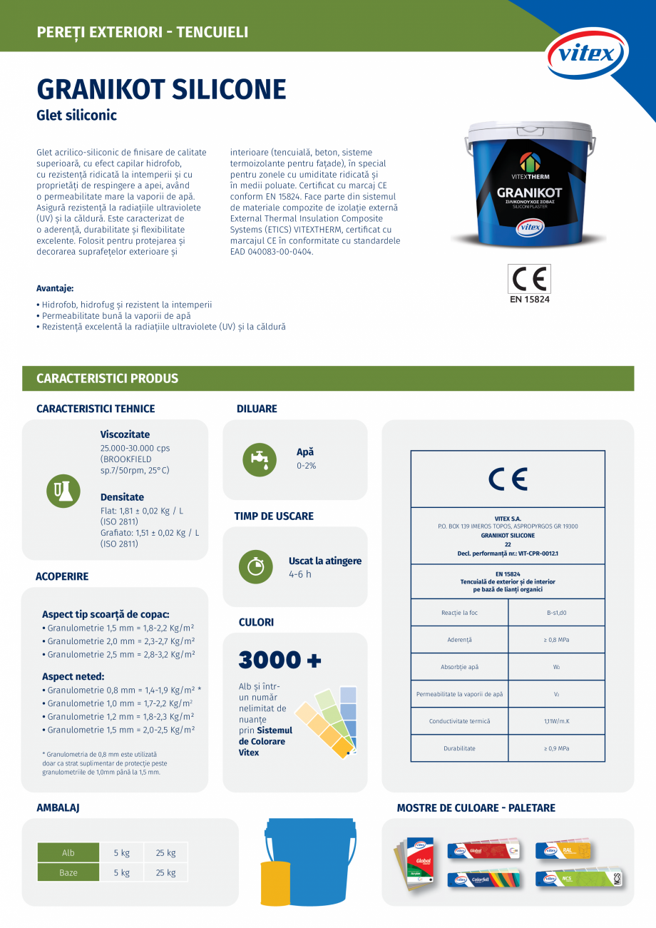 Pagina 1-Tencuiala siliconica VITEX GRANIKOT SILICONE Fisa tehnica Romana PEREȚI EXTERIORI - TENCUIELI
...