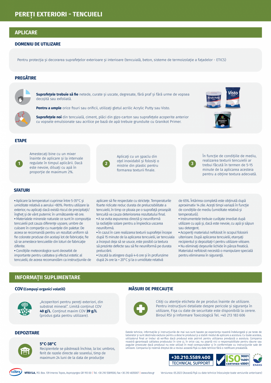 Pagina 2-Tencuiala acrilica VITEX GRANIKOT LINEA Fisa tehnica Romana ază de lianți organici

Reacție la...