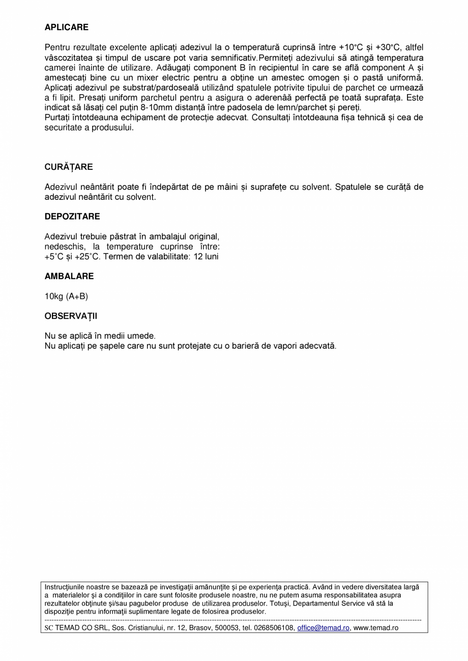 Pagina 3 - Adeziv poliuretanic bicomponent pt lipirea parchetului Rino Fisa tehnica Romana...