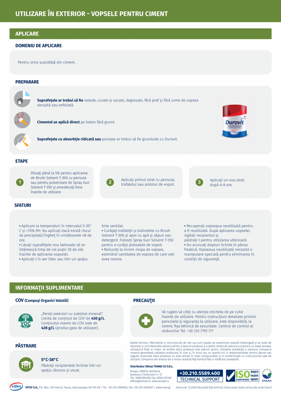 Pagina 2-Vopsea acrilica pe baza de solvent pentru suprafete din beton VITEX Cimentol 881, Cimentol 882,...