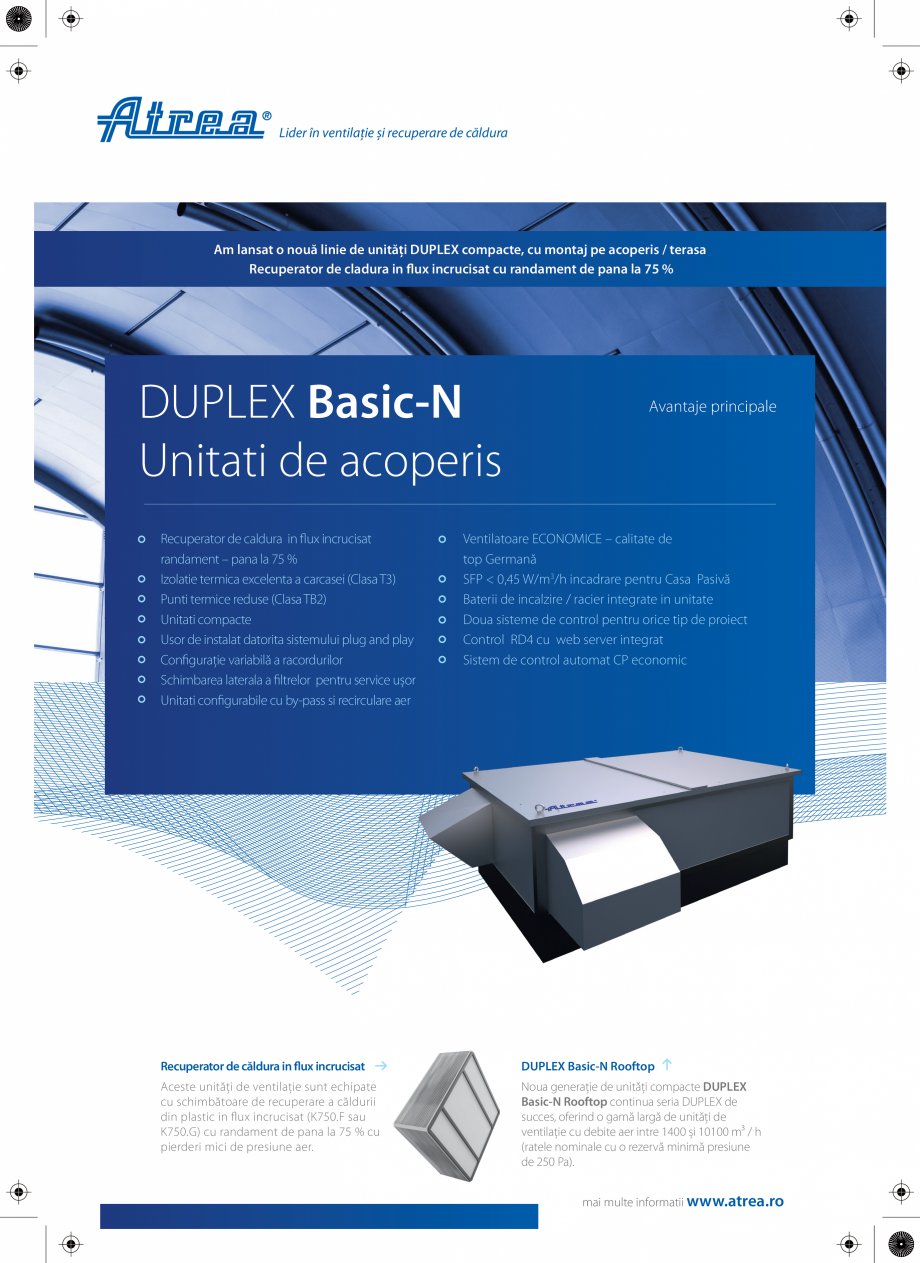 Pagina 1-Unitati de ventilatie cu montaj exterior ATREA DUPLEX BASIC-N Rooftop Catalog, brosura Romana Lider ...