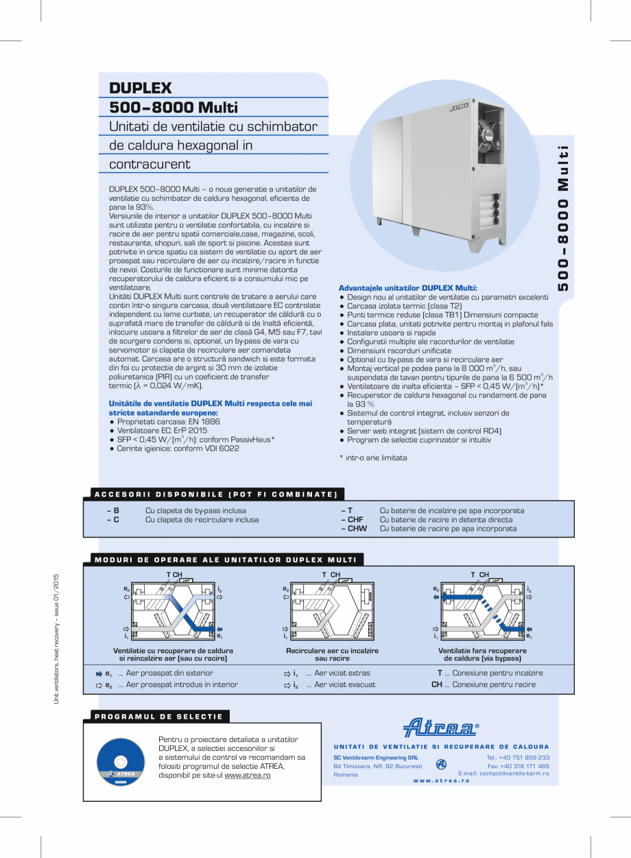 Pagina 1-Unitate de ventilatie ATREA DUPLEX MULTI Fisa tehnica Romana Unitati de ventilatie cu schimbator
de ...