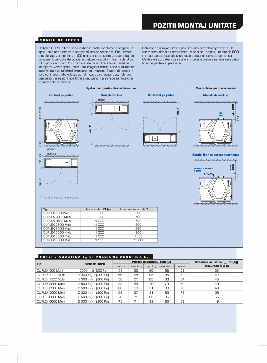 Pagina 5-Unitate de ventilatie ATREA DUPLEX MULTI Fisa tehnica Romana nclazire T – max. 4)
Putere racire...