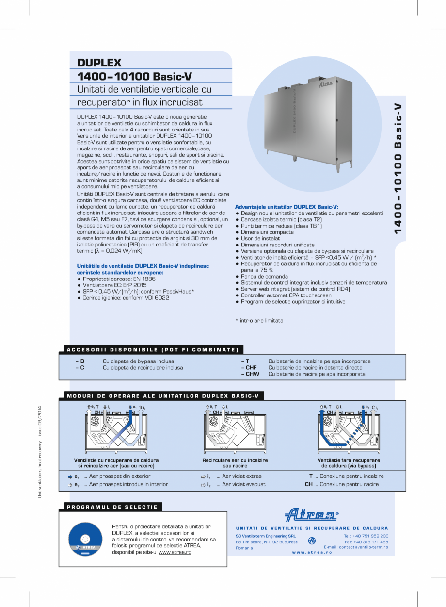 Pagina 1-Unitate de ventilatie verticala cu recuperator in flux incrucisat ATREA  DUPLEX BASIC-V Fisa tehnica...