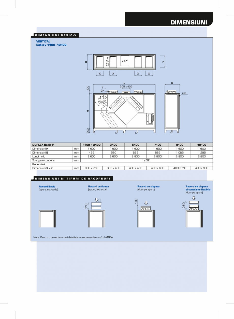 Pagina 3-Unitate de ventilatie verticala cu recuperator in flux incrucisat ATREA  DUPLEX BASIC-V Fisa tehnica...