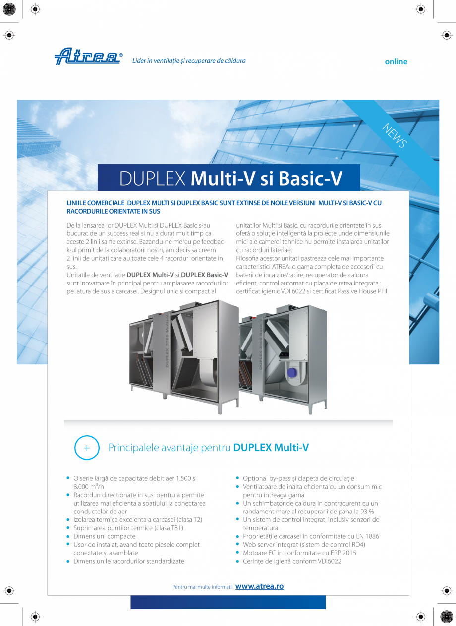 Pagina 1-Unitati de ventilatie aer ATREA DUPLEX MULTI-V,  DUPLEX BASIC-V Catalog, brosura Romana online
...