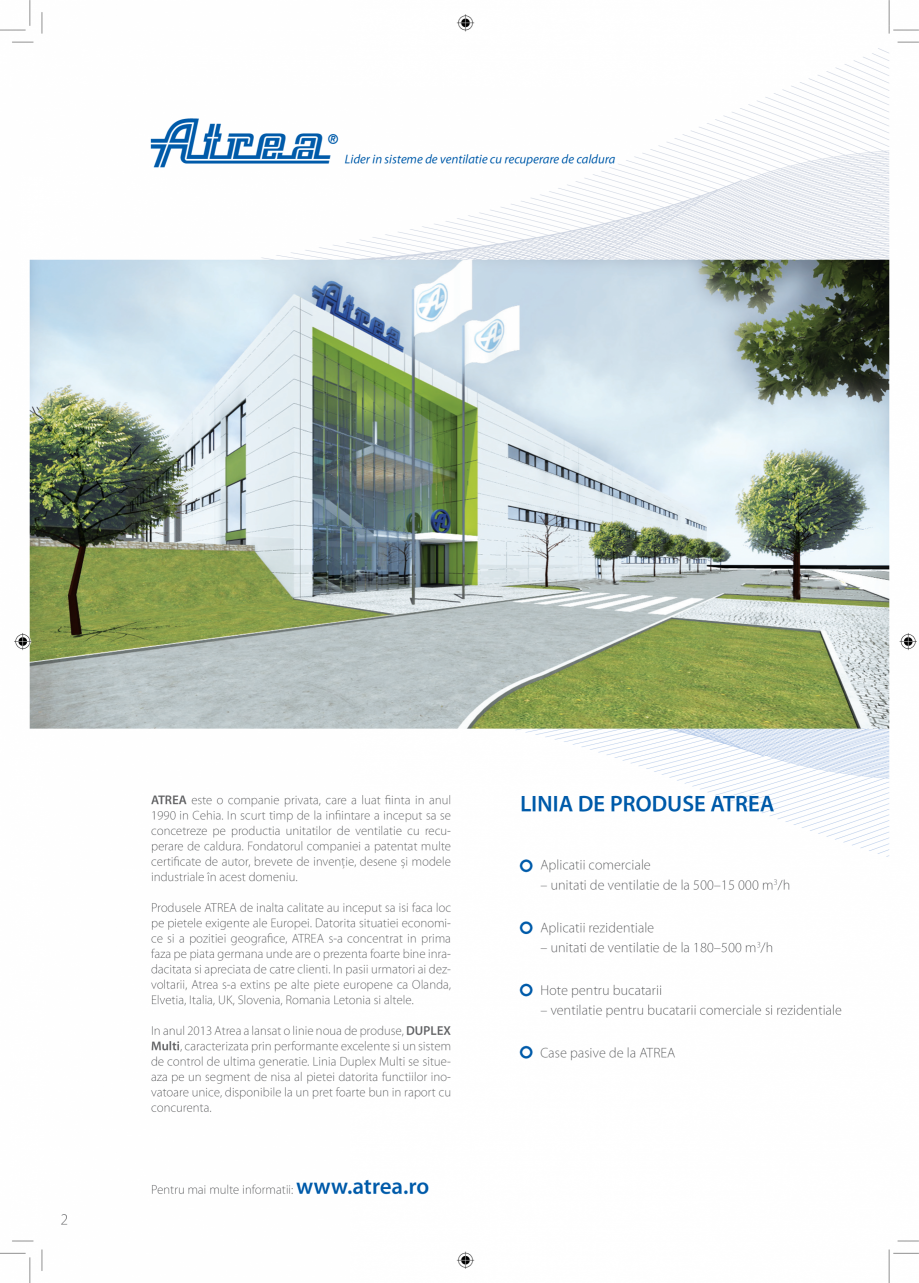 Pagina 2-Unitate de ventilatie ATREA DUPLEX MULTI Catalog, brosura Romana eneratie. Linia Duplex Multi se...