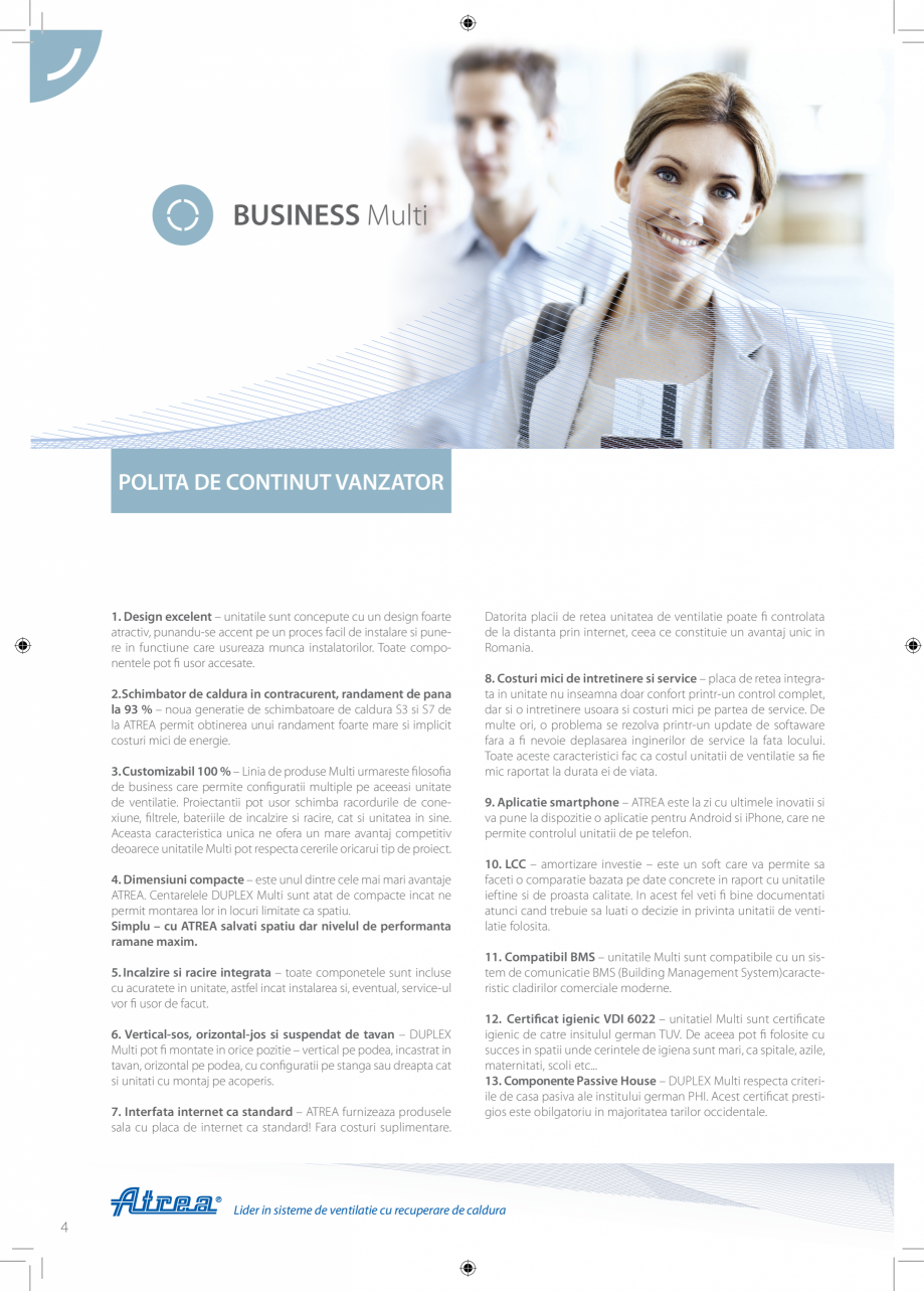 Pagina 4-Unitate de ventilatie ATREA DUPLEX MULTI Catalog, brosura Romana ltiple pe aceeasi unitate
de...