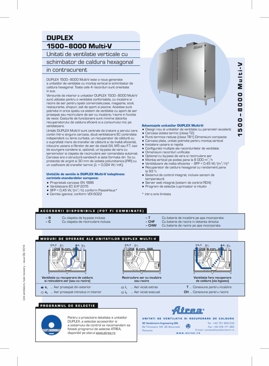 Pagina 1-Unitati de ventilatie cu schimbator de caldura hexagonal in contracurent ATREA DUPLEX MULTI-V Fisa...