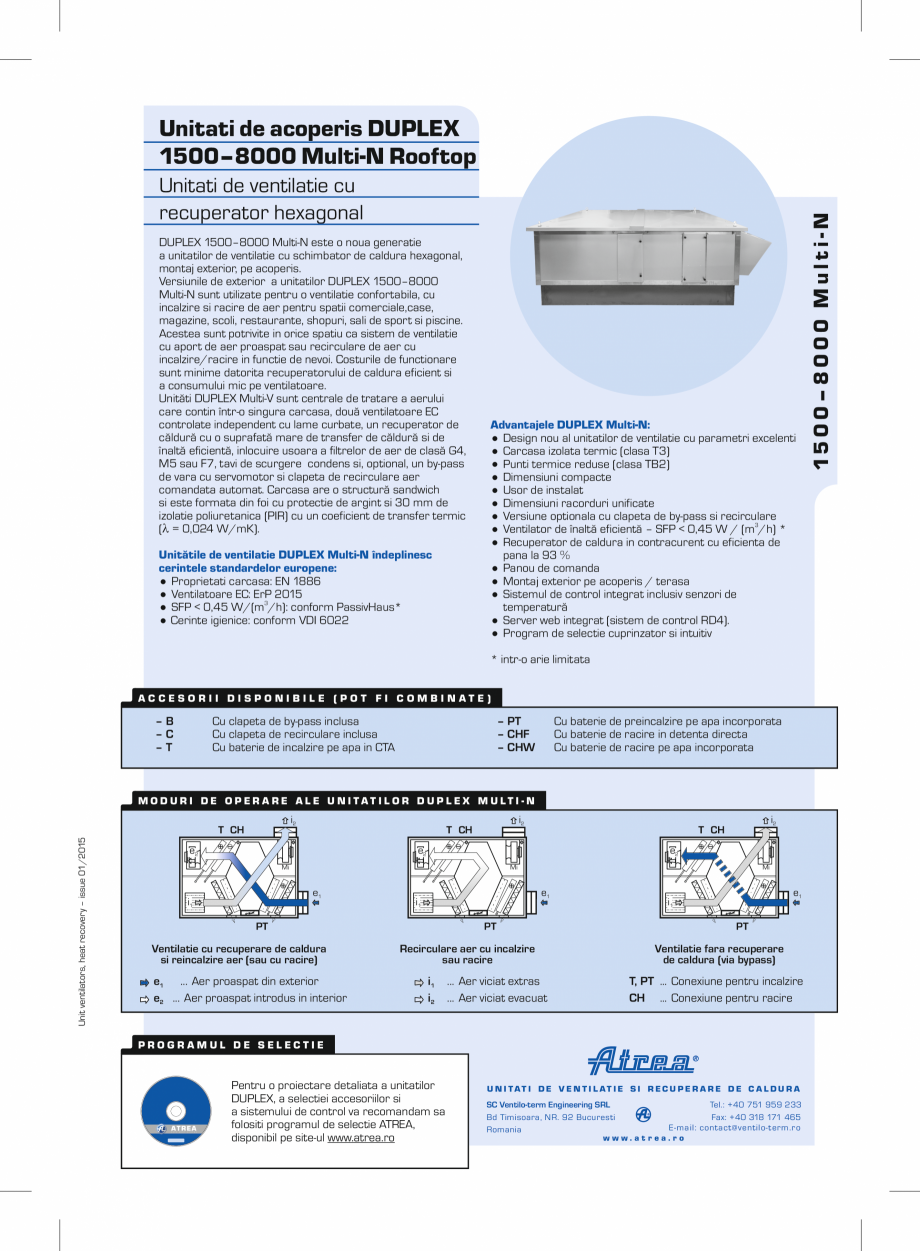 Pagina 1-Unitati de ventilatie de acoperis cu recuperator hexagonal ATREA DUPLEX MULTI-N Rooftop Fisa tehnica...