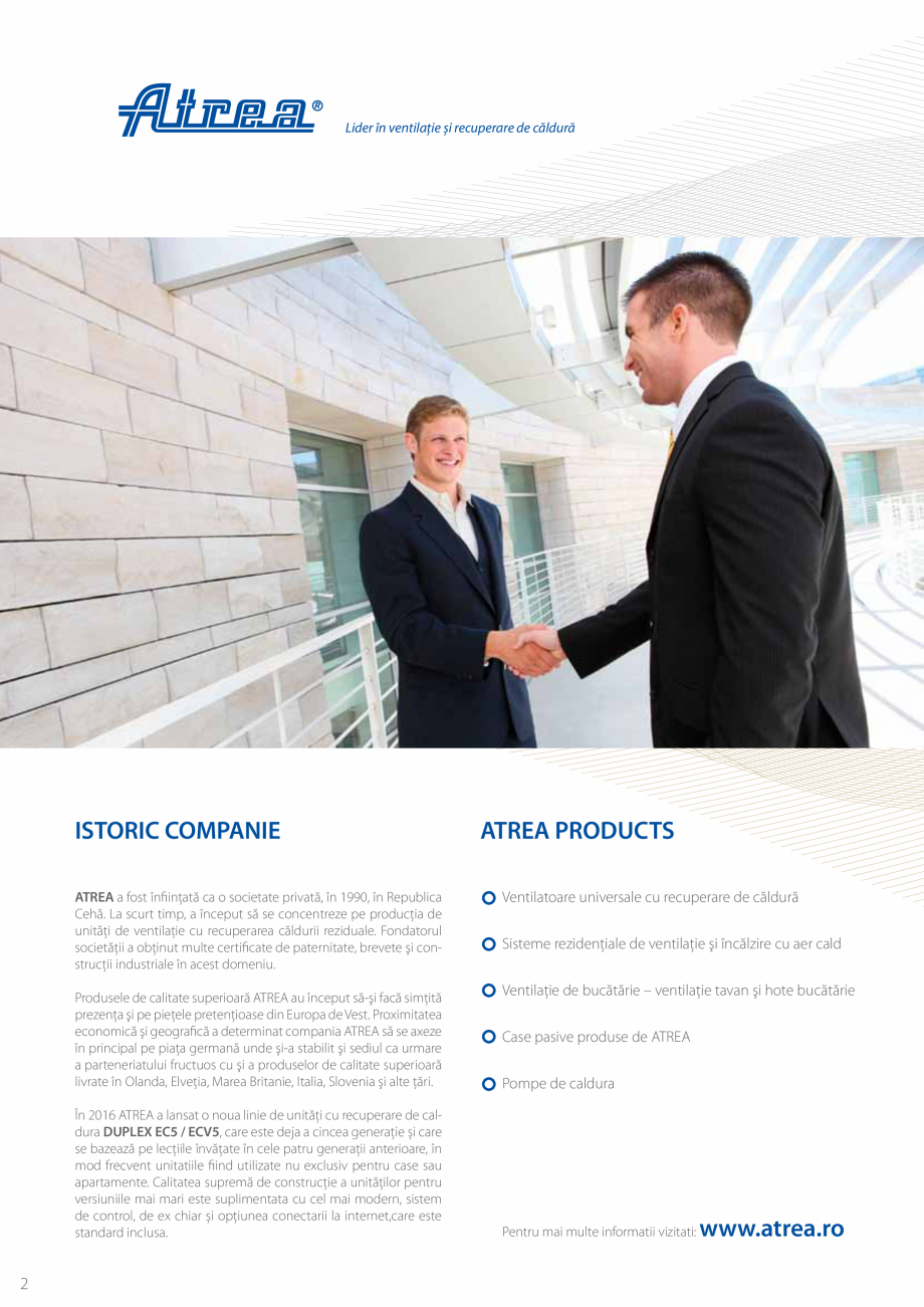 Pagina 2-Unitate de ventilatie compacta ATREA DUPLEX EC5 Catalog, brosura Romana care este deja a cincea...