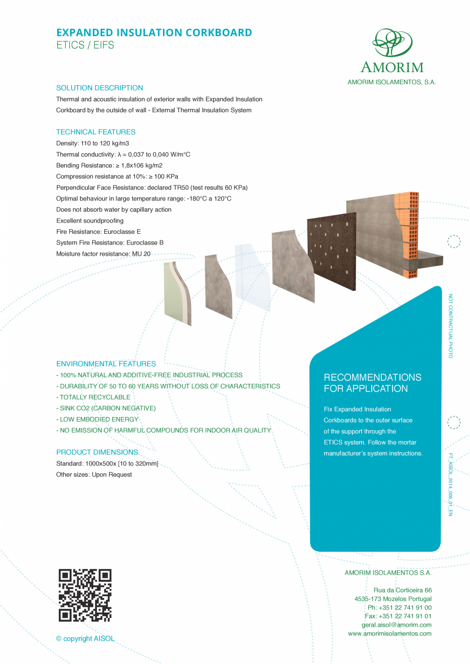 Pagina 2-Placi din pluta expandata - Izolatie exterioara AMORIM Fisa tehnica Engleza ctivity: λ = 0,037 to 0...