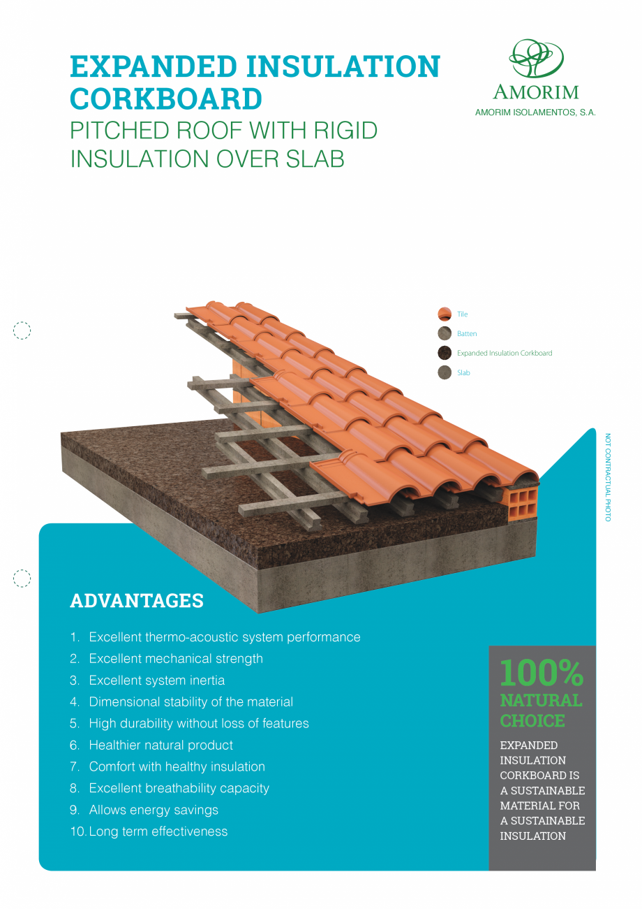 Pagina 1-Placi din pluta expandata - Placa acoperis AMORIM Fisa tehnica Engleza EXPANDED INSULATION
CORKBOARD...