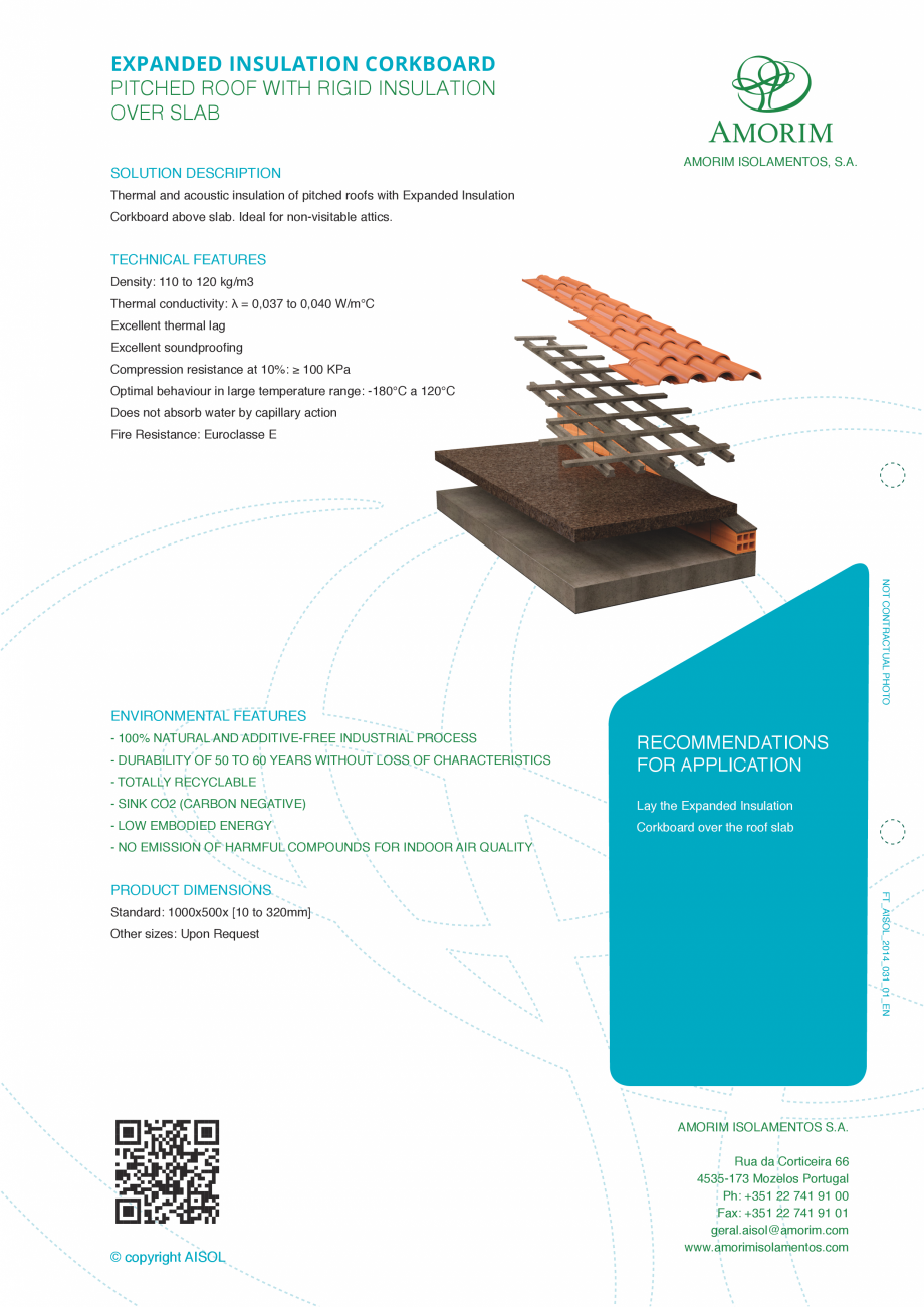 Pagina 2-Placi din pluta expandata - Placa acoperis AMORIM Fisa tehnica Engleza xcellent thermal lag...