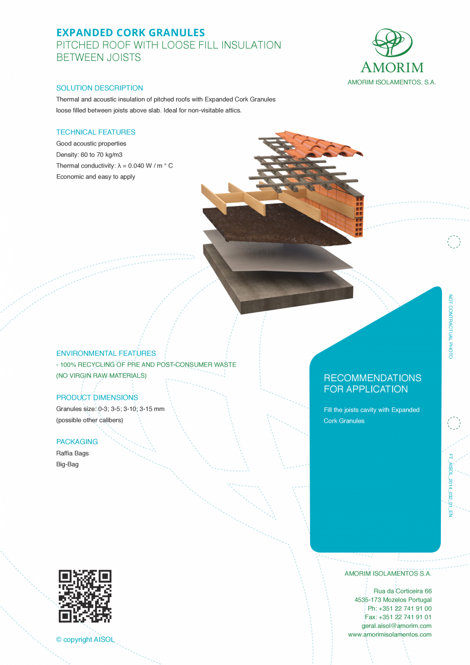 Pagina 2-Granule din pluta expandata - Acoperis AMORIM EXP-GR3/15 Fisa tehnica Engleza ensity: 60 to 70 kg/m3...