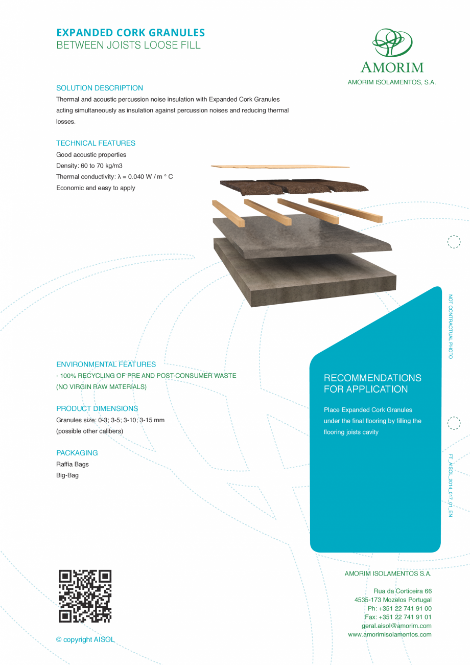 Pagina 2-Granule din pluta expandata - Pluta intre cusaci AMORIM EXP-GR3/15 Fisa tehnica Engleza 040 W / m °...