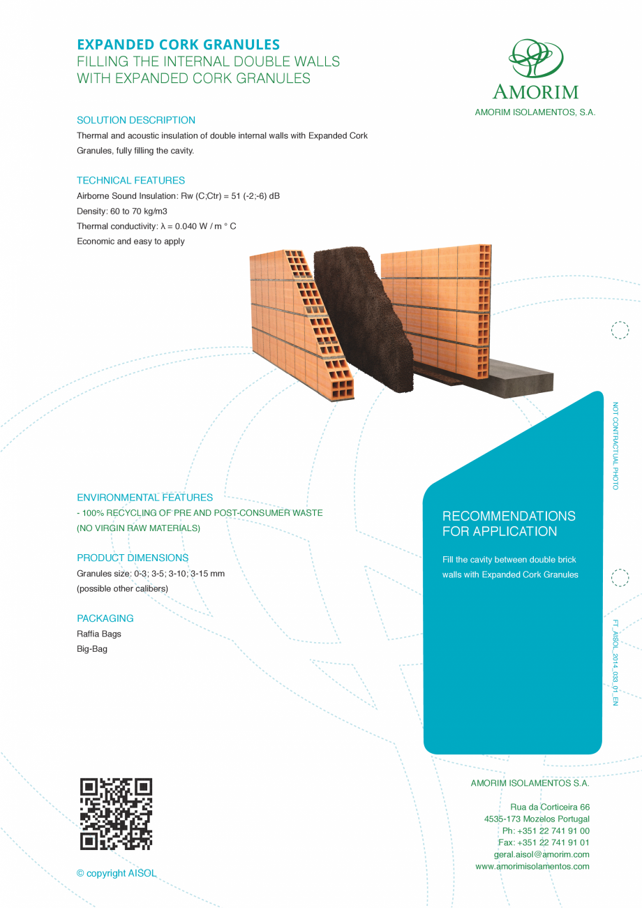 Pagina 2-Granule din pluta expandata - Perete Dublu AMORIM EXP-GR3/15 Fisa tehnica Engleza to 70 kg/m3...