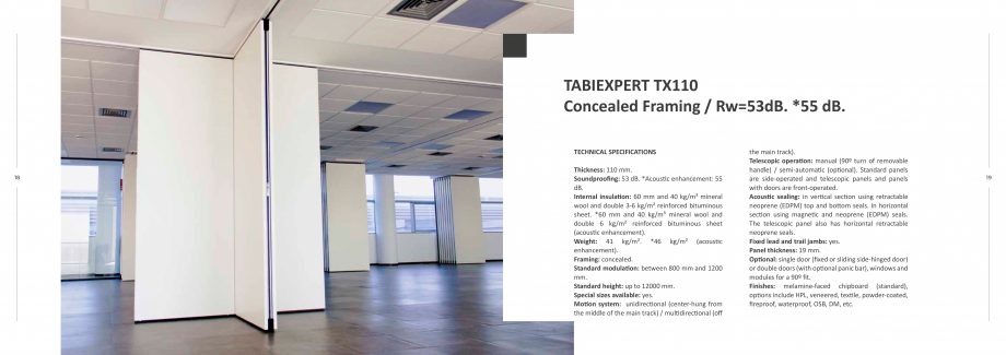 Pagina 10-Pereti mobili  TABIEXPERT Catalog, brosura Engleza 
Fixed lead and trail jambs: yes.
Panel...