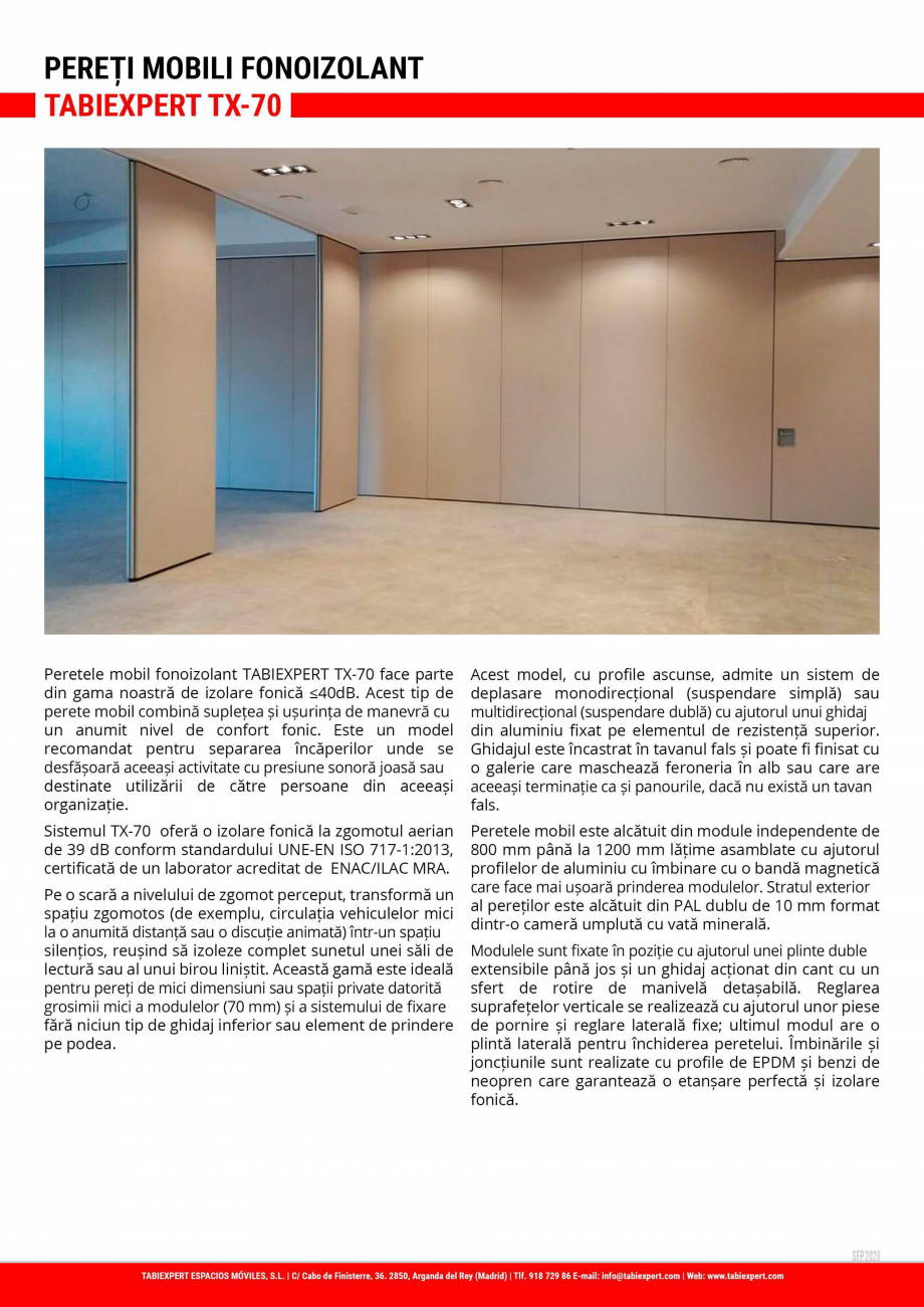 Pagina 1-Pereti mobili fonoizolant TABIEXPERT TX-70 Fisa tehnica Romana 