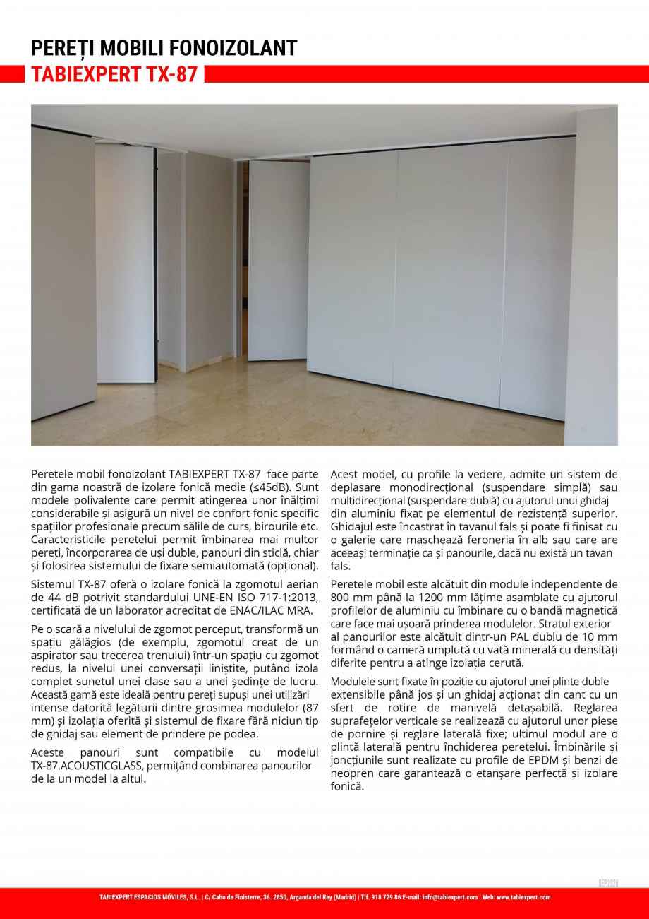Pagina 1-Pereti mobili fonoizolant TABIEXPERT TX-87 Fisa tehnica Romana 