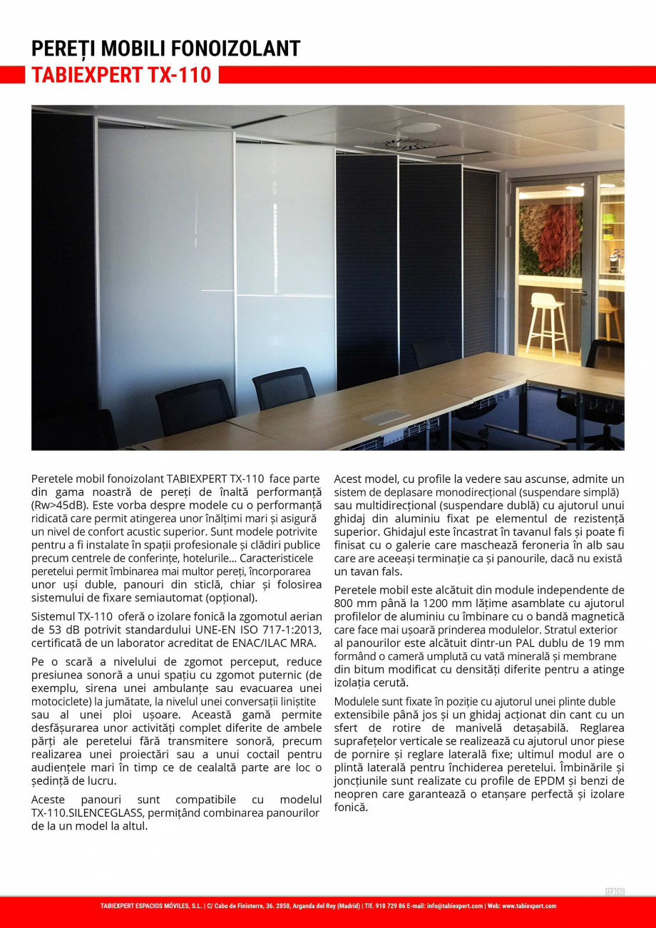 Pagina 1-Perete mobil fonoizolant TABIEXPERT TX-110 Fisa tehnica Romana 