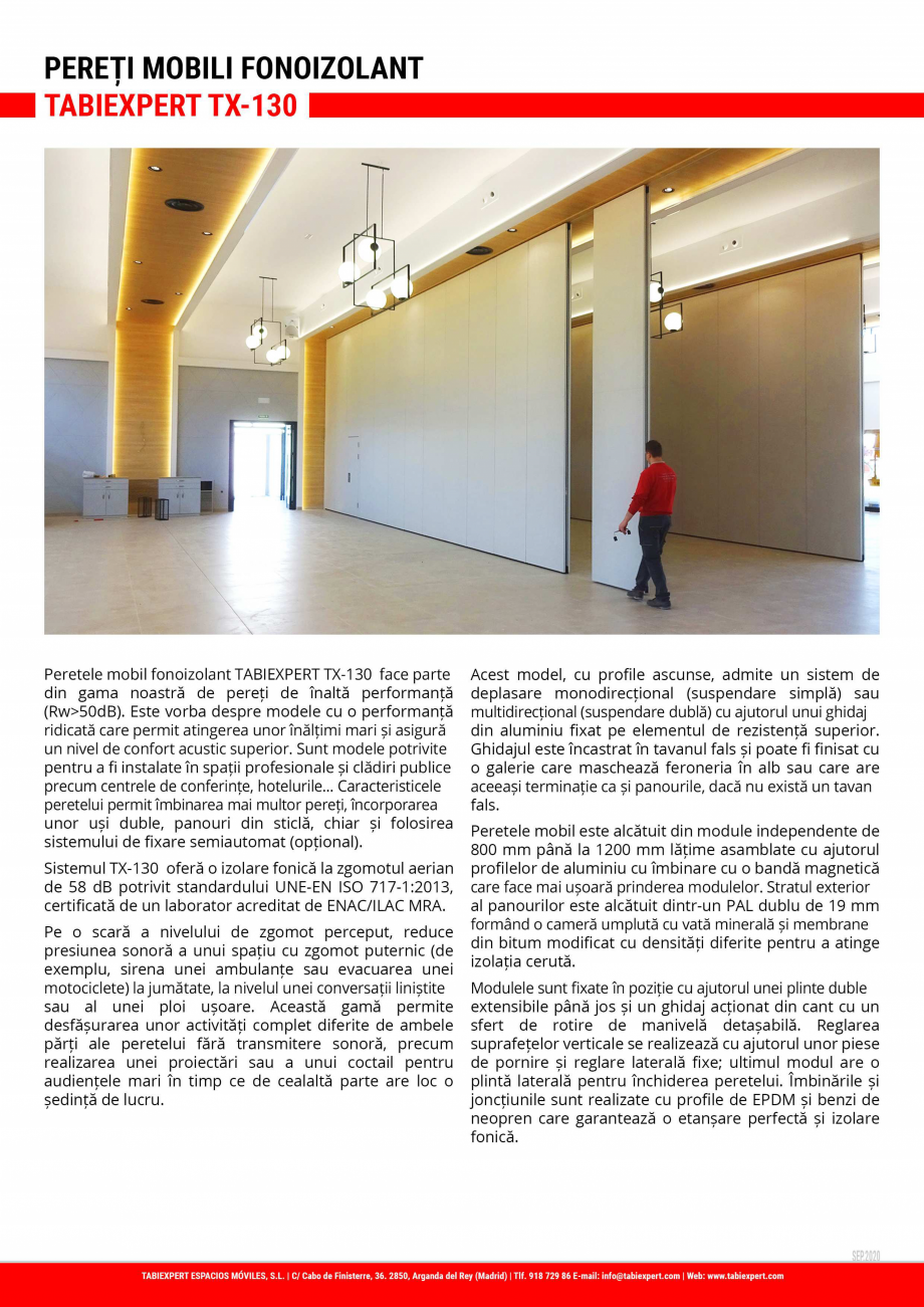 Pagina 1-Pereti mobili fonoizolant TABIEXPERT TX-130 Fisa tehnica Romana 