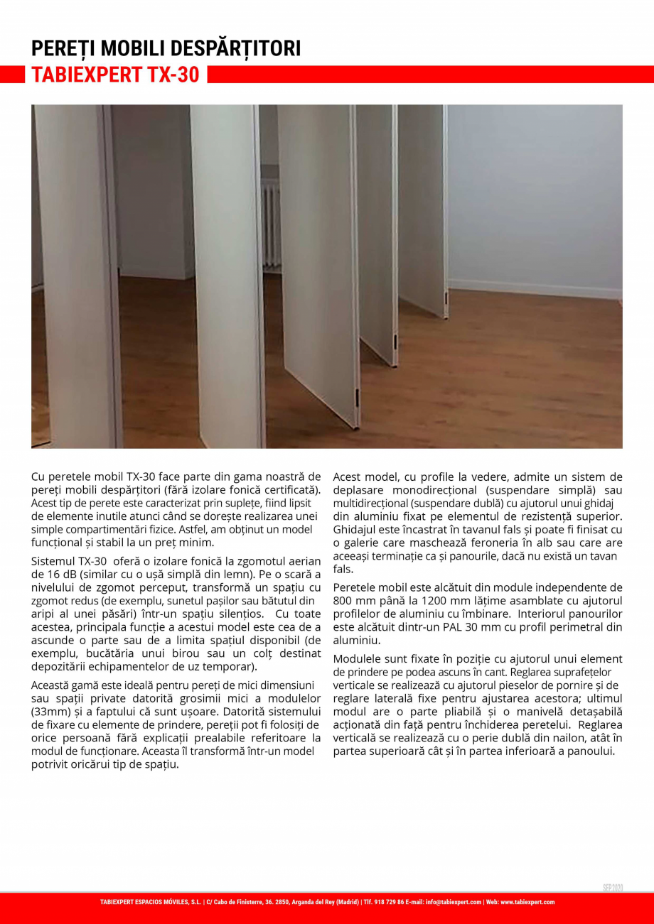 Pagina 1-Pereti mobili despartitori  TABIEXPERT TX-30 Fisa tehnica Romana 