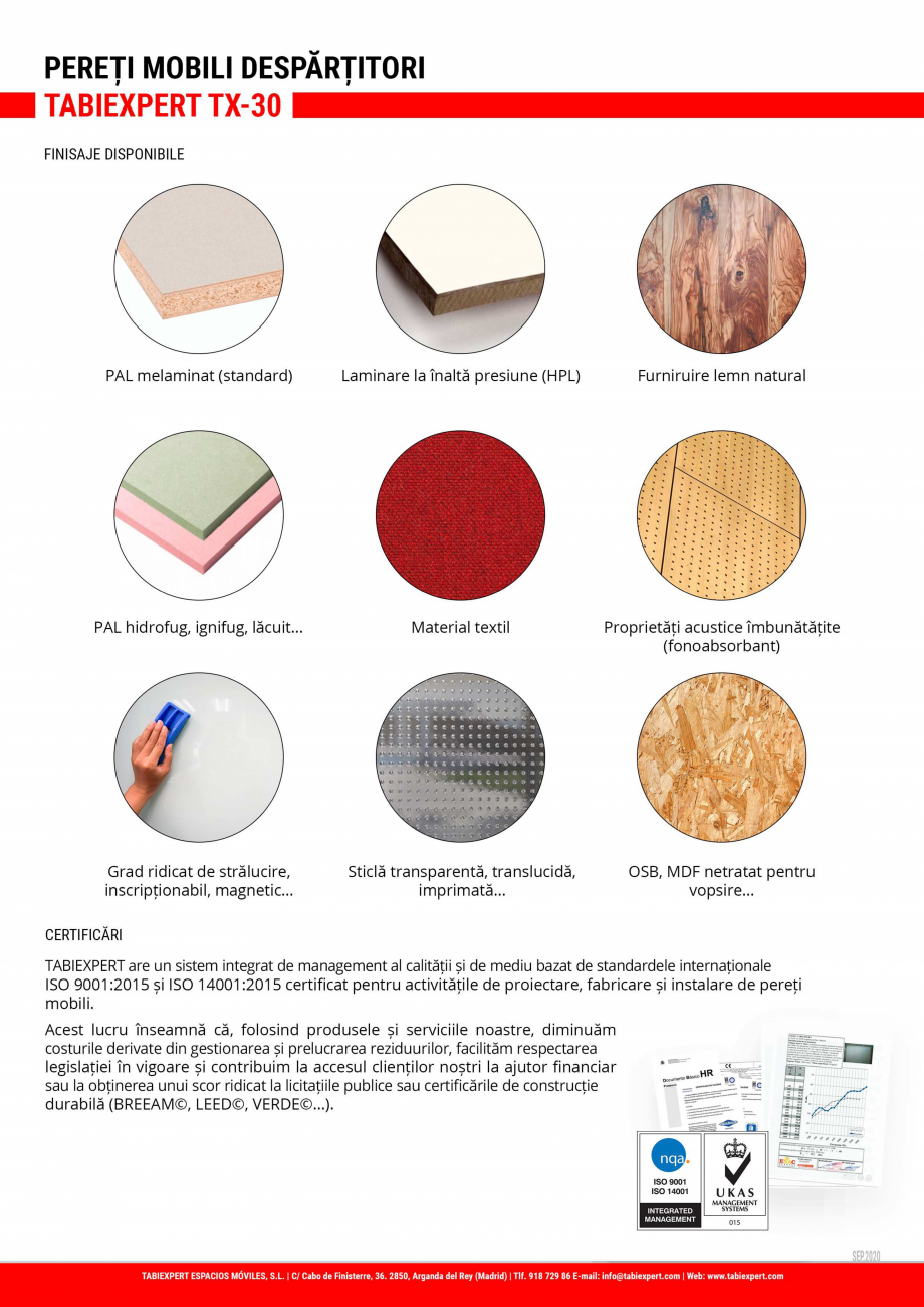 Pagina 8-Pereti mobili despartitori  TABIEXPERT TX-30 Fisa tehnica Romana 