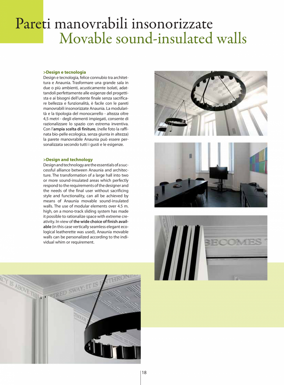 Pagina 3-Partitii amovibile ANAUNIA PMI-Maxi Catalog, brosura Engleza, Italiana ellezza e funzionalità, è...