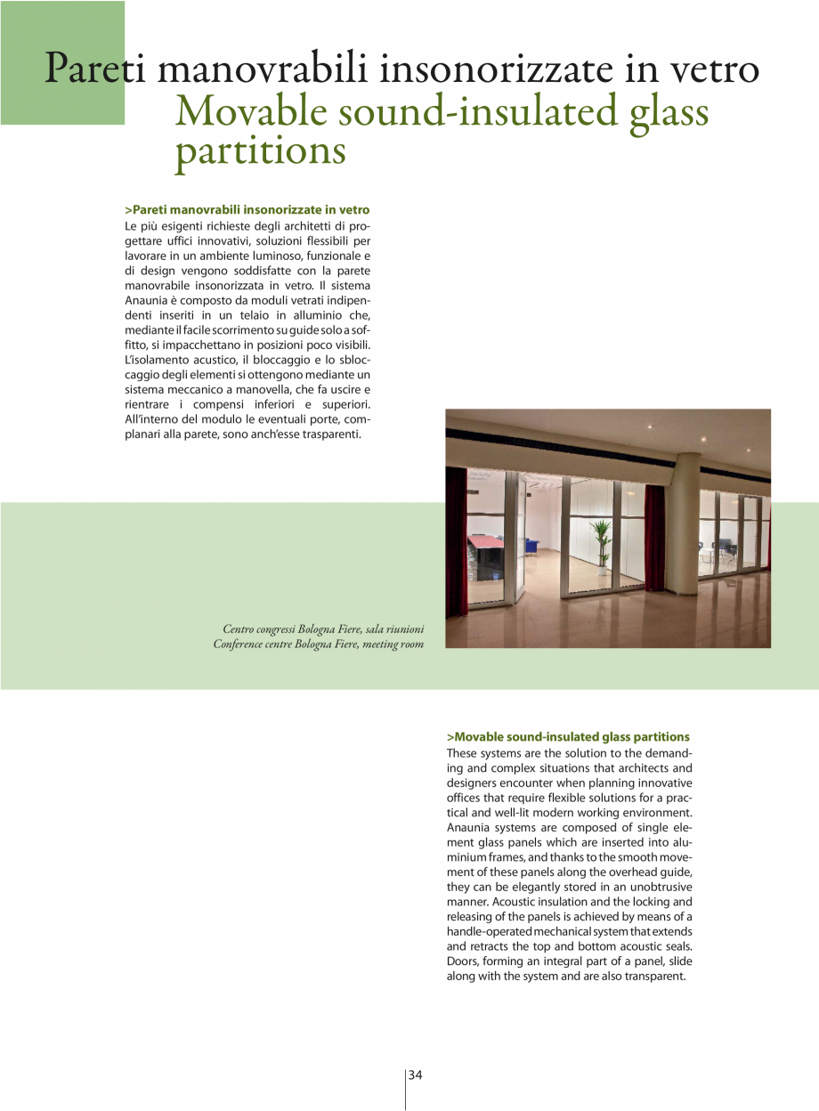 Pagina 1-Partitii amovibile ANAUNIA PMIV-GLASS Catalog, brosura Engleza, Italiana Pareti manovrabili...