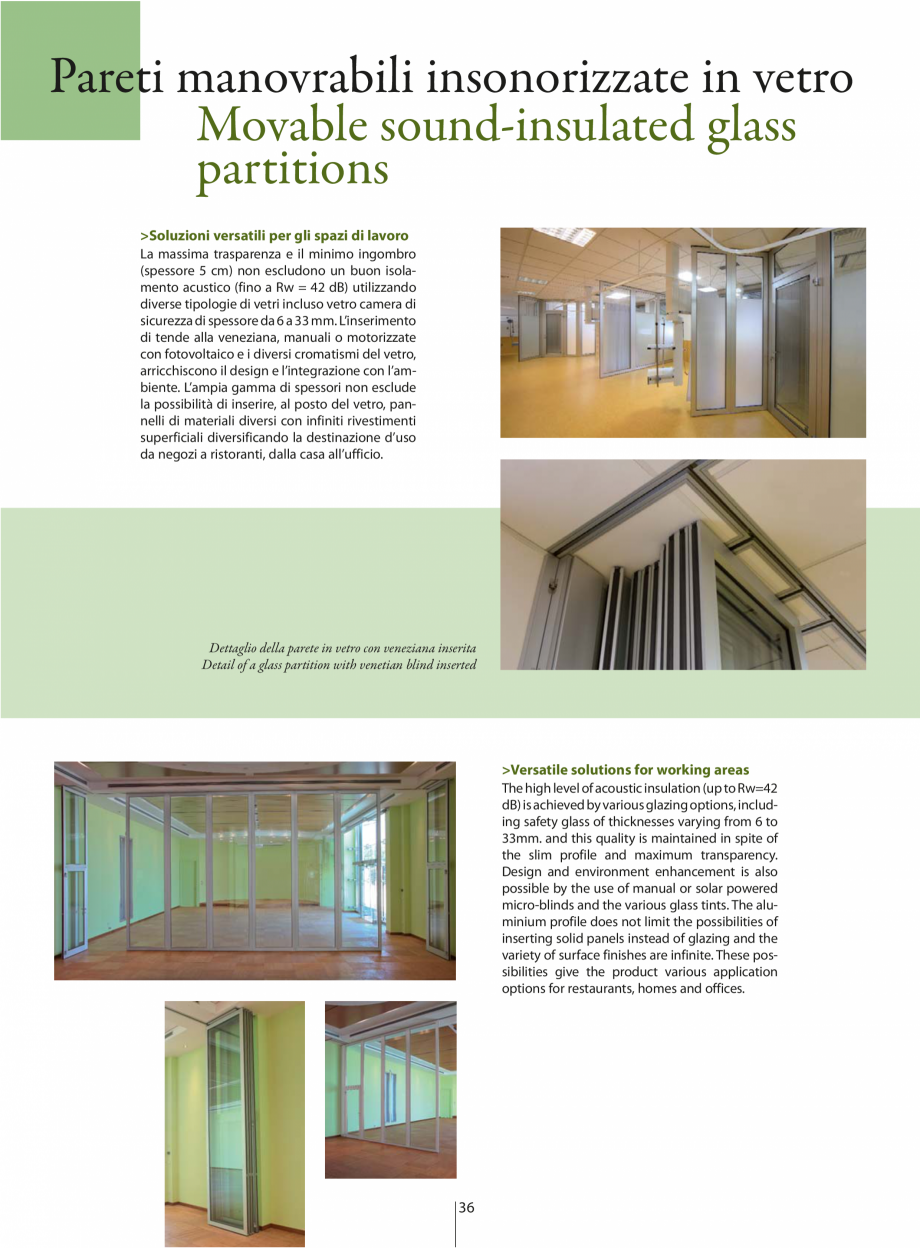 Pagina 3-Partitii amovibile ANAUNIA PMIV-GLASS Catalog, brosura Engleza, Italiana = 42 dB) utilizzando...