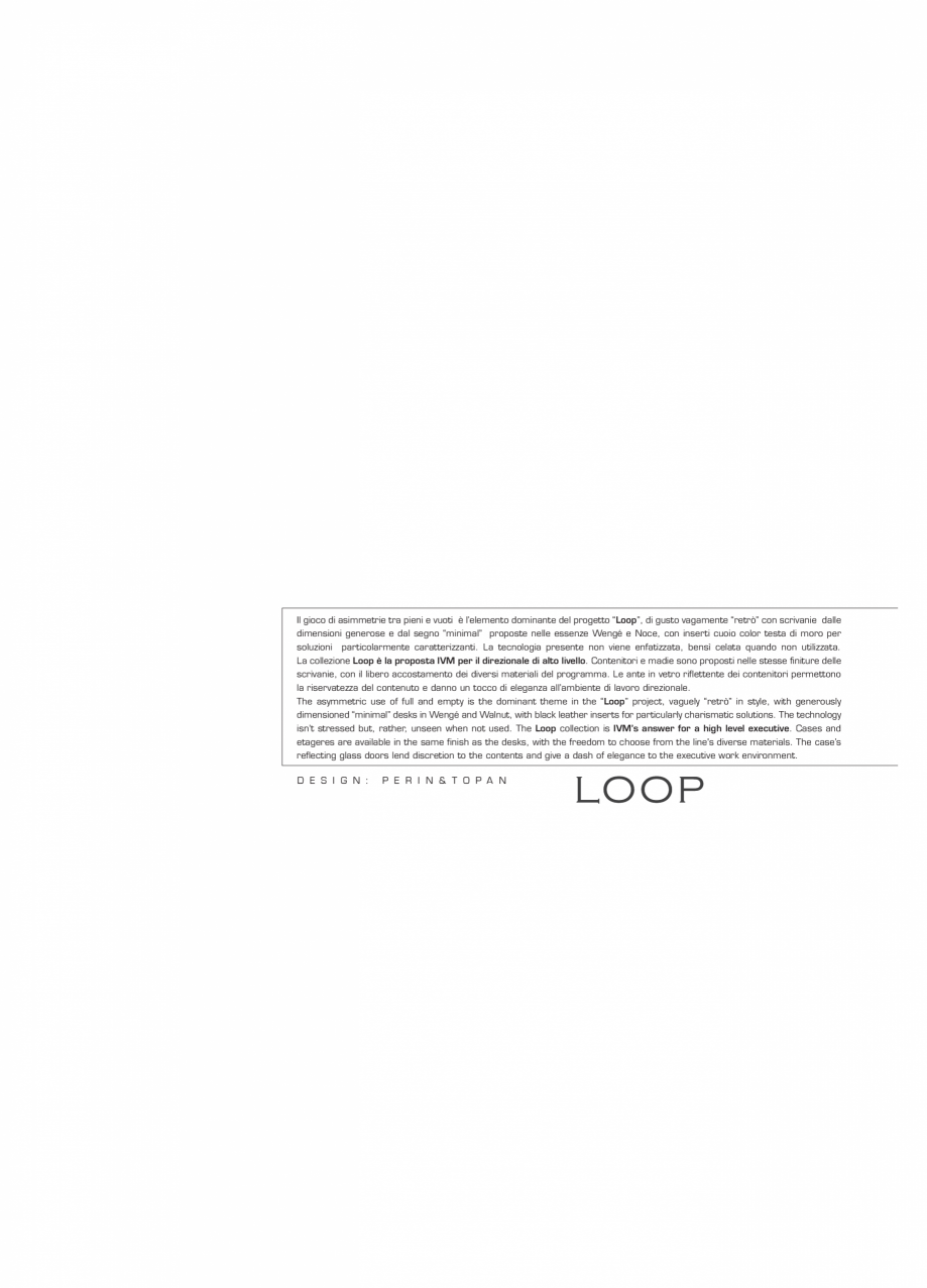 Pagina 2-Mobilier pentru birouri  IVM Colectia LOOP Catalog, brosura Engleza, Franceza, Italiana vaguely...