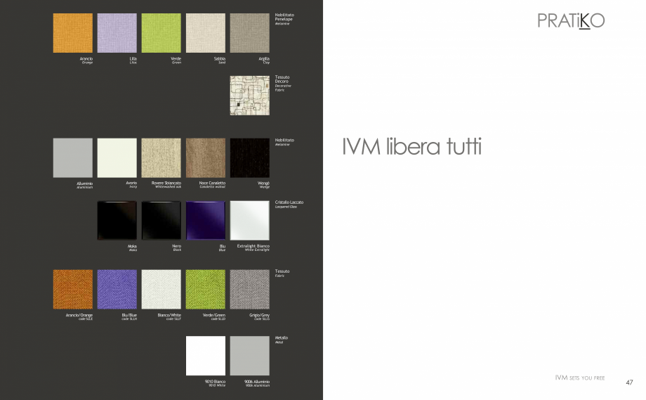 Pagina 25-Mobilier pentru birouri IVM Colectia PRATIKO Catalog, brosura Engleza, Italiana fitting accessories ...