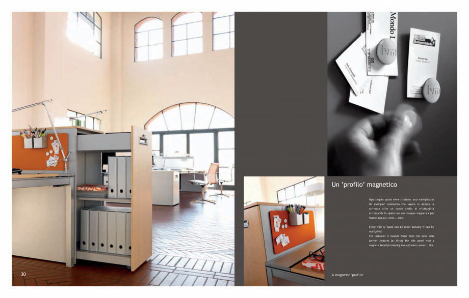 Pagina 17-Mobilier pentru birouri IVM Colectia KOSMOS Catalog, brosura Engleza, Italiana monitor shelves to
be...