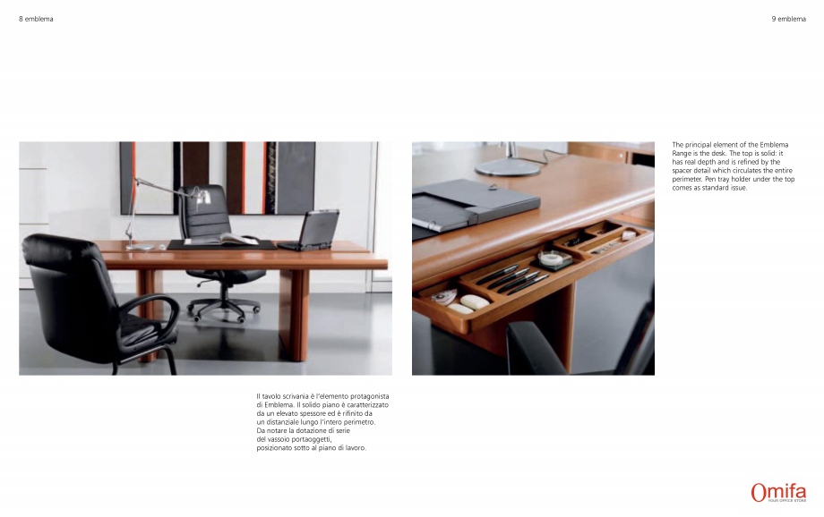 Pagina 5-Mobilier pentru birouri OMIFA EMBLEMA Catalog, brosura Engleza, Italiana and
efficiency.

34...