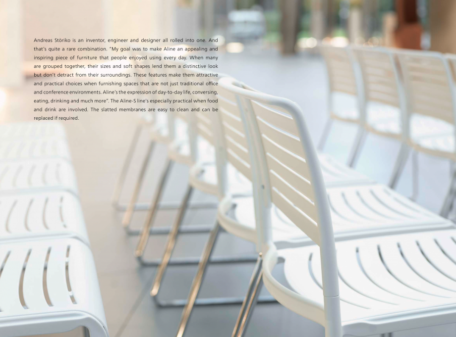 Pagina 9-Scaune Wilkhahn Aline-S Catalog, brosura Engleza sign concept.
R
­ ecycled materials are used...