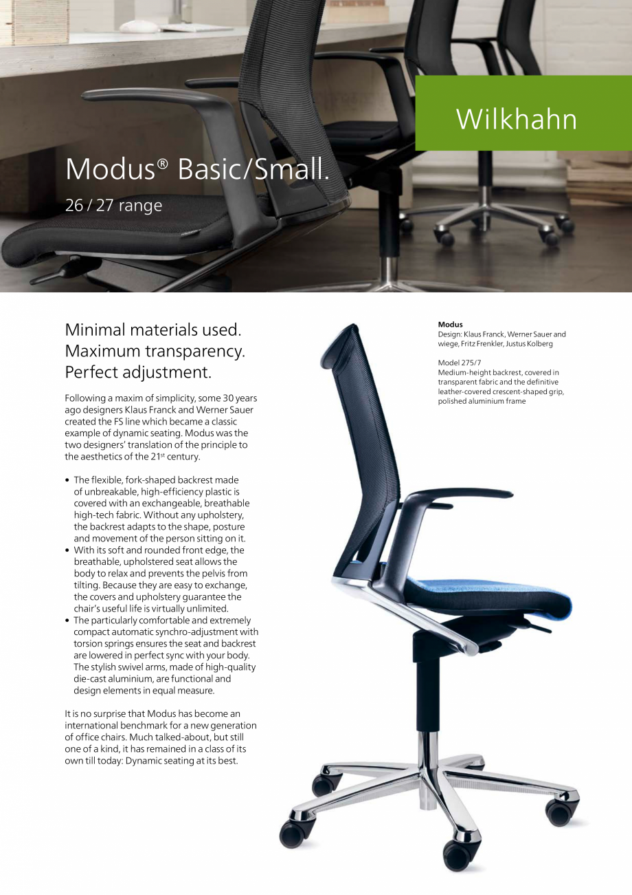 Pagina 1-Scaune pivotante Wilkhahn Modus Compact Catalog, brosura Engleza Modus® Basic/Small.
26 / 27...
