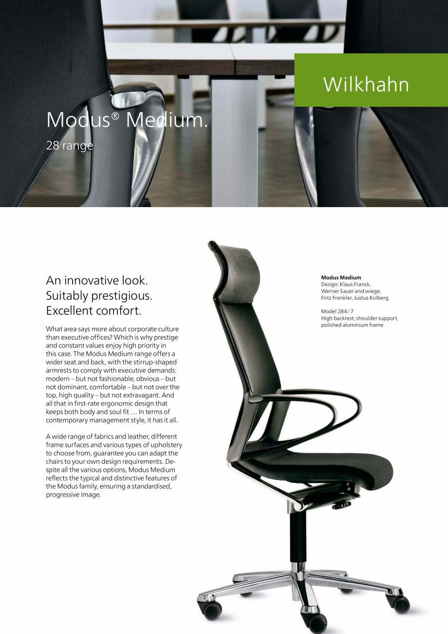 Pagina 1-Scaune pivotante Wilkhahn Modus Medium Catalog, brosura Engleza Modus® Medium.
28 range

An...