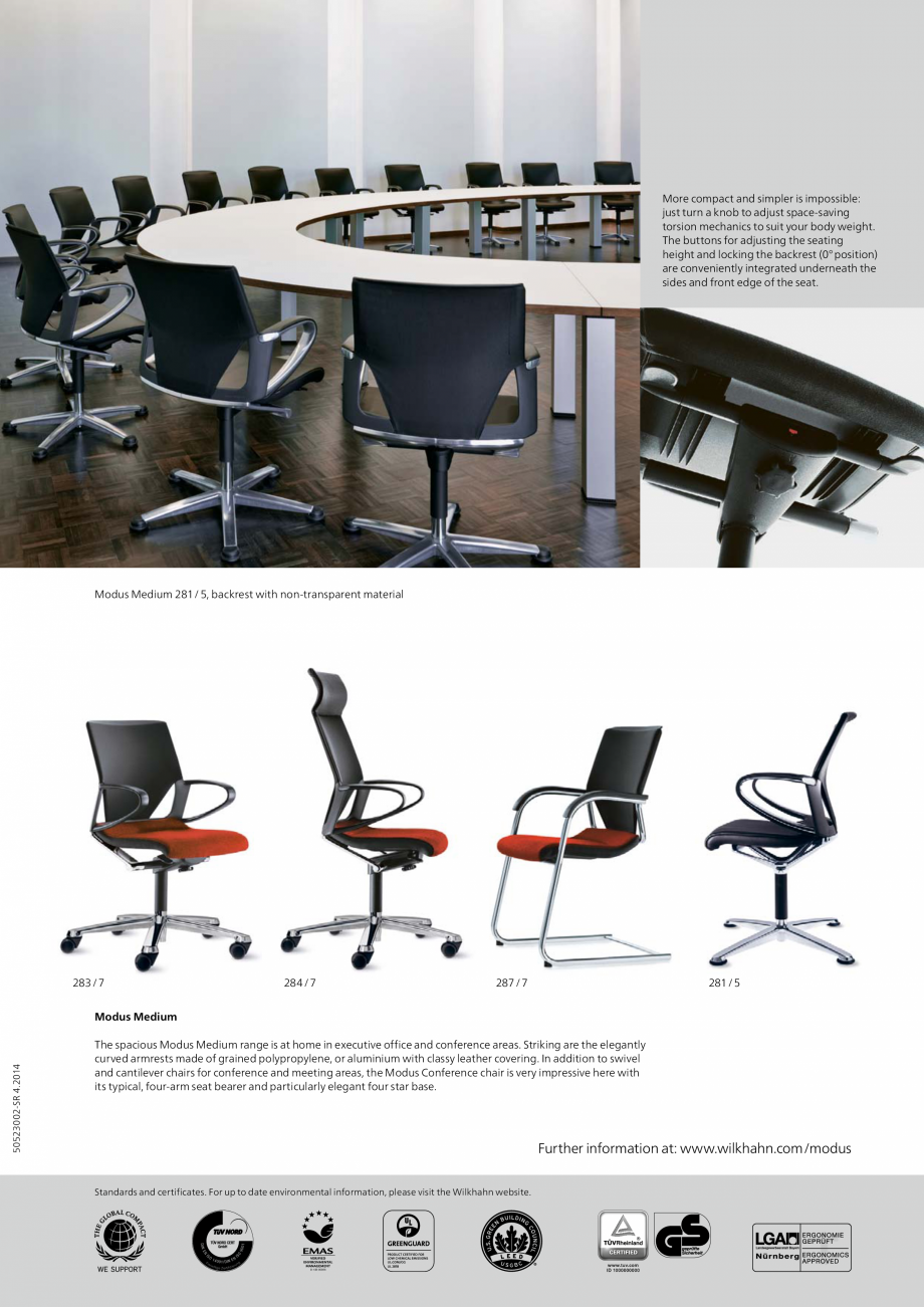 Pagina 2-Scaune pivotante Wilkhahn Modus Medium Catalog, brosura Engleza us Franck,
Werner Sauer and wiege,...