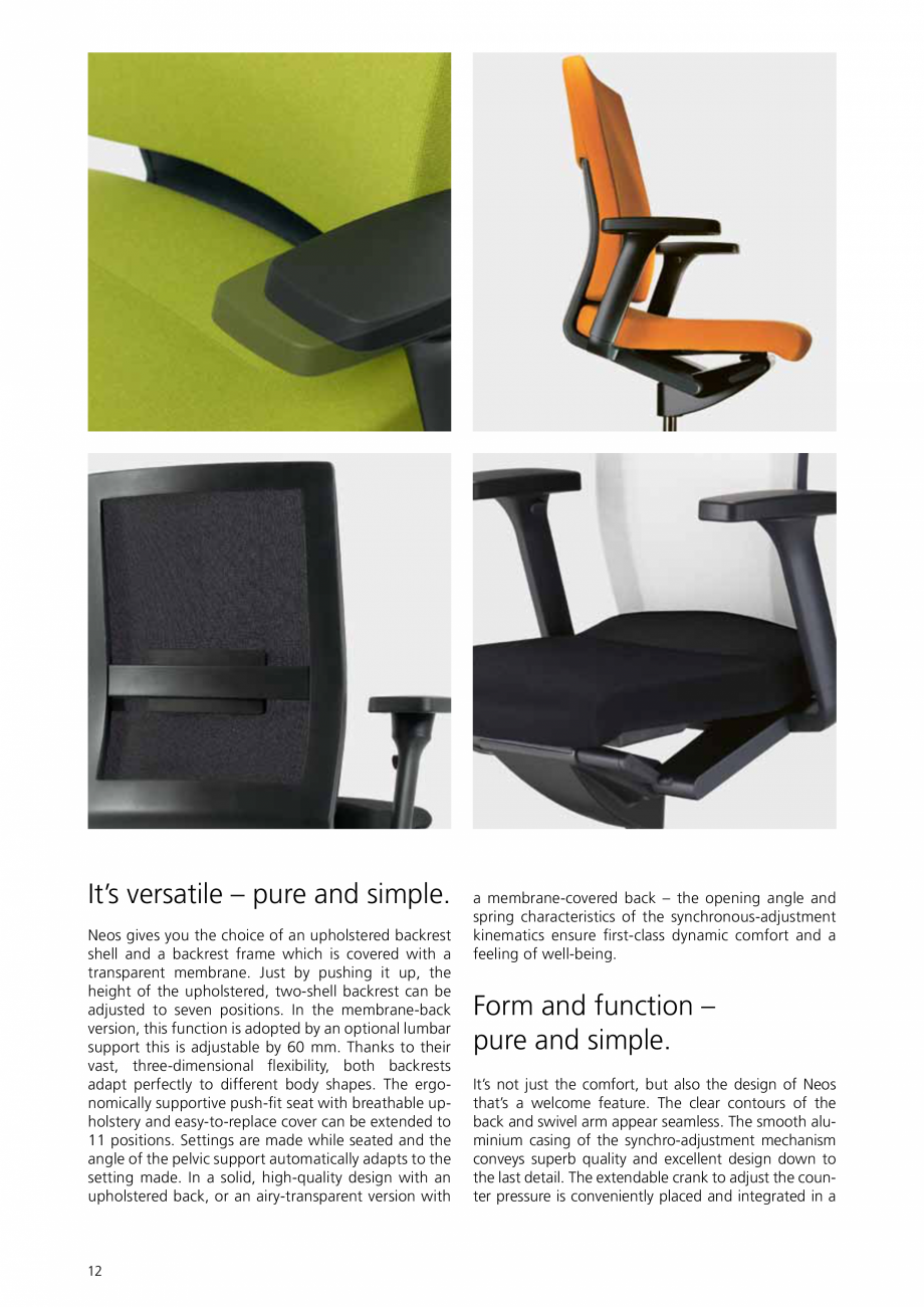 Pagina 12-Scaune de birou Wilkhahn Neos Catalog, brosura Engleza 