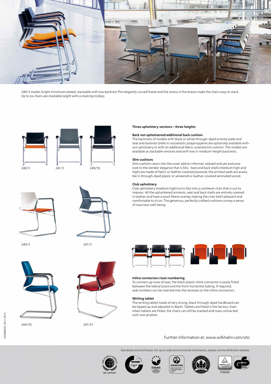 Pagina 2-Scaune consola Wilkhahn Sito Cantilever Catalog, brosura Engleza inium
bright chrome-plated ­ rame,...