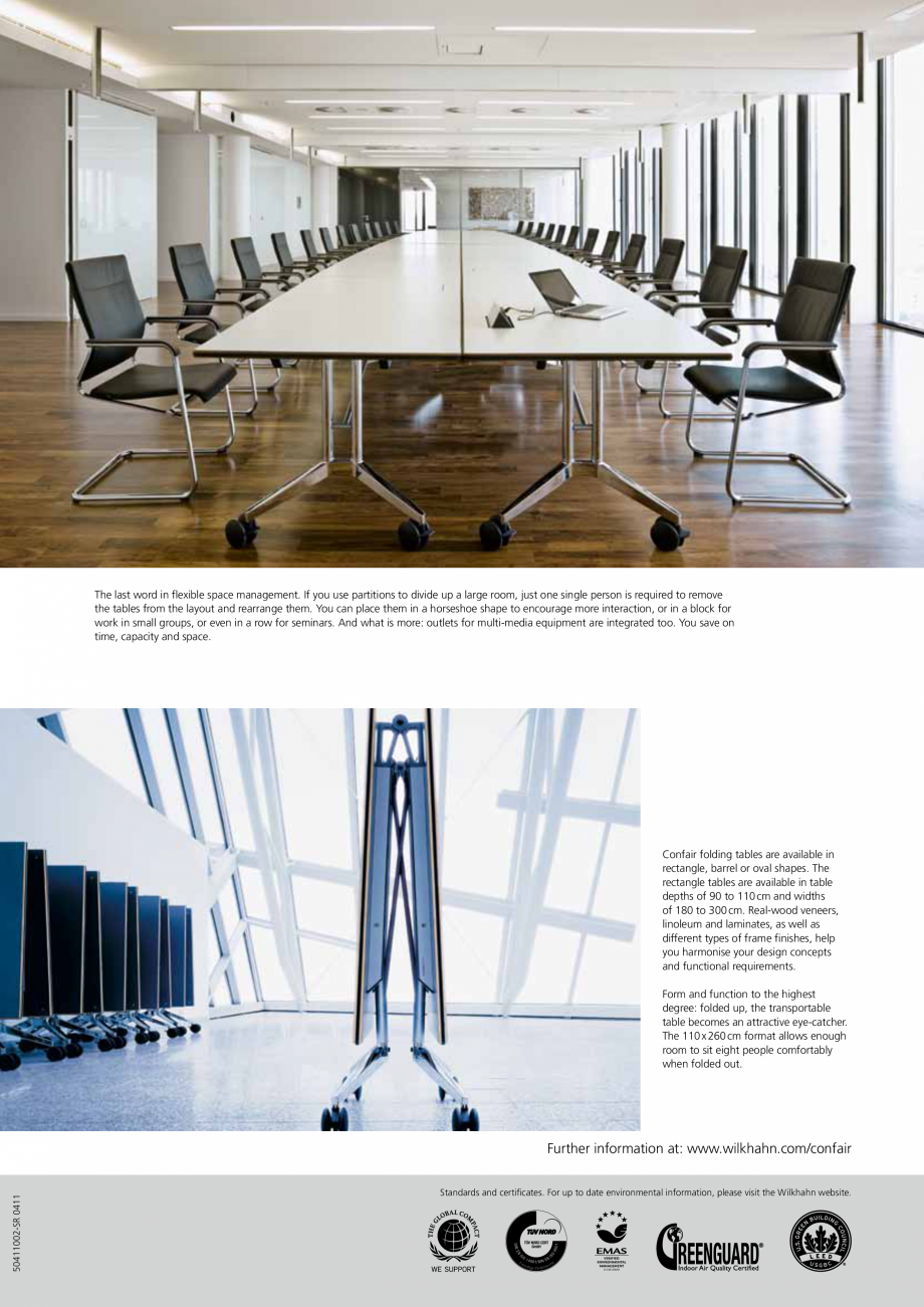 Pagina 2 - Masa plianta Wilkhahn Confair Catalog, brosura Engleza work room, to top-level executive ...