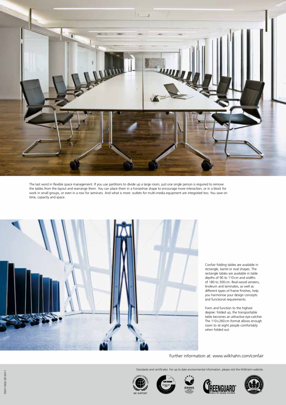 Pagina 2-Masa plianta Wilkhahn Confair Catalog, brosura Engleza work room, to top-level executive offices. As...