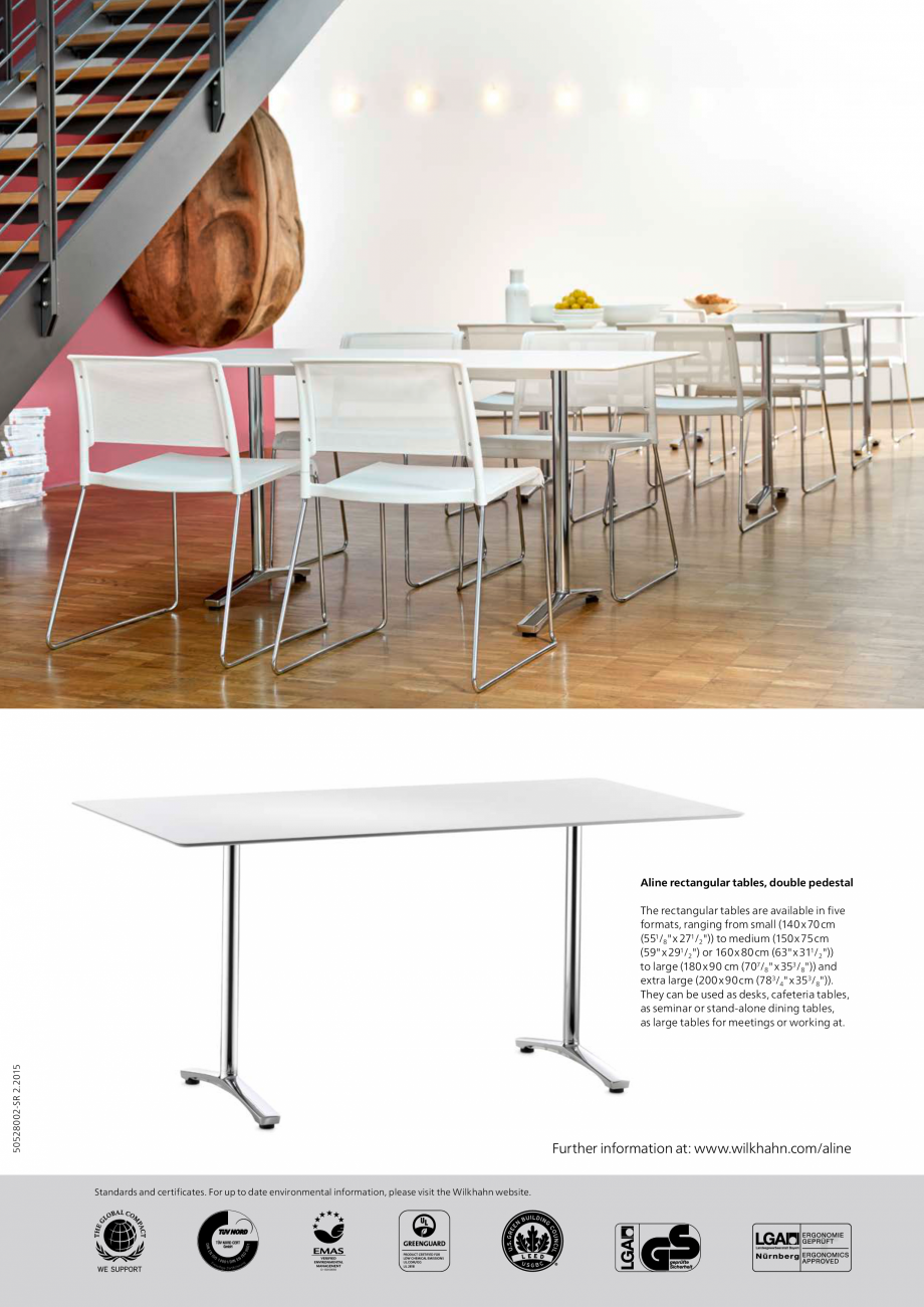Pagina 4-Masa pentru zone multifunctionale  Wilkhahn Aline Catalog, brosura Engleza ards and certificates....
