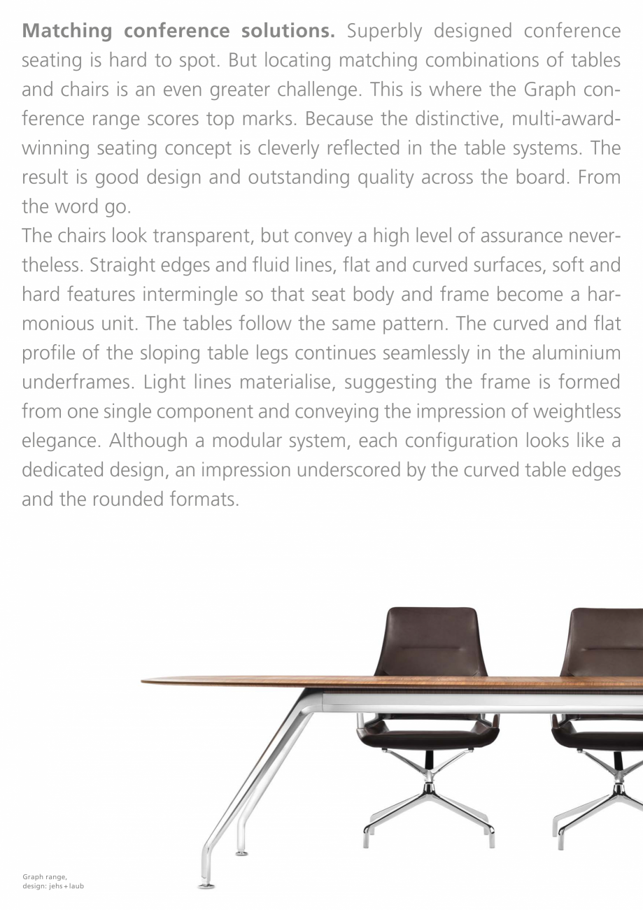Pagina 3-Masa de conferinte  Wilkhahn Graph Catalog, brosura Engleza ished MDF table
tops might be the ideal ...