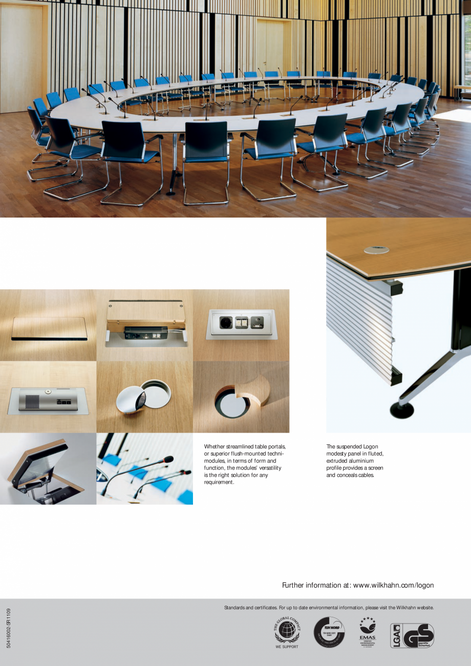 Pagina 2-Masa Wilkhahn Logon Catalog, brosura Engleza o order by Wilkhahn. The tabletops, with their...